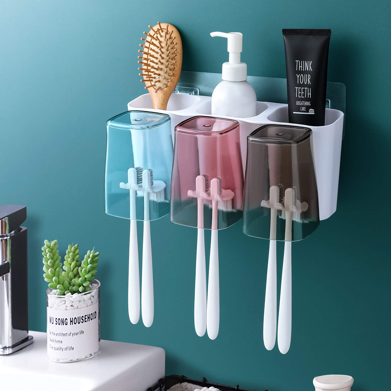 Goowin Toothbrush Holder, Toothbrush Holder for Bathroom, Large Capacity Toothbrush Holder Wall Mounted, Eco-Friendly Mighty Too