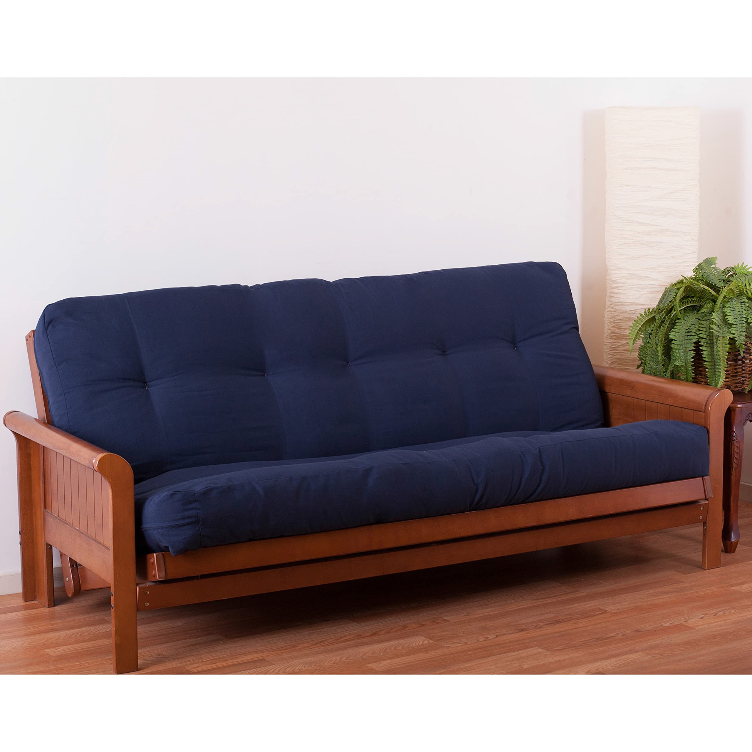 Blazing Needles Renewal 7' Twill Futon Mattress, Queen, Navy