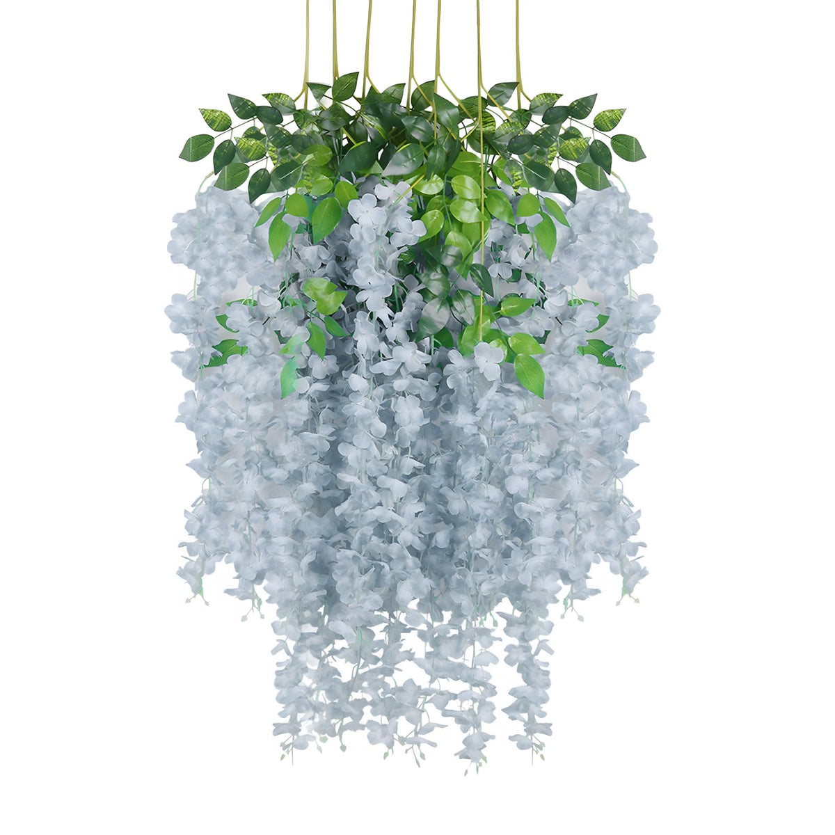 Luerbi 12 Pack Grey Wisteria Hanging Flowers Garland, 3.77 Feet Grey Artificial Wisteria Flower Vines, Fake Grey Wisteria, Grey 