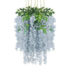 Luerbi 12 Pack Grey Wisteria Hanging Flowers Garland, 3.77 Feet Grey Artificial Wisteria Flower Vines, Fake Grey Wisteria, Grey 