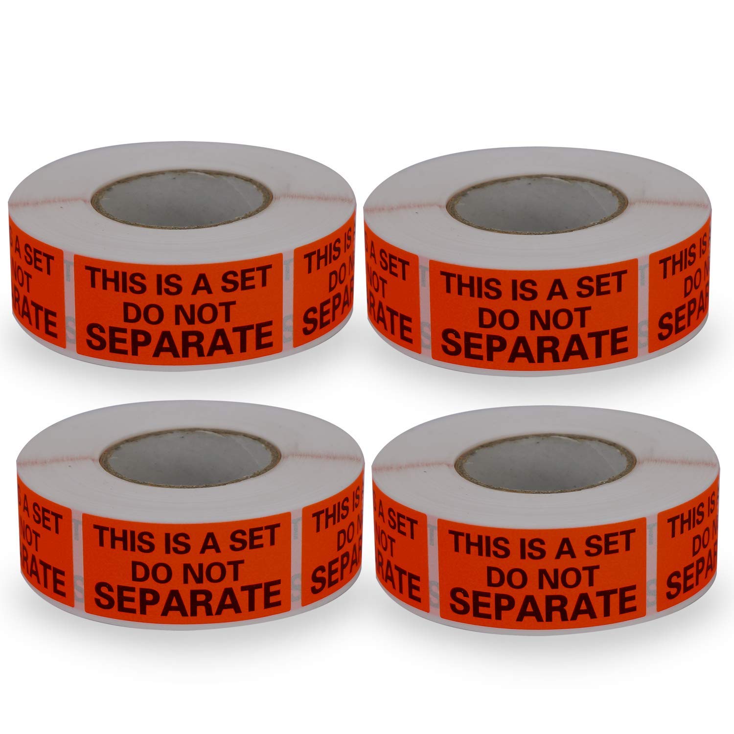 4 Rolls/2000 Labels,This Is A Set Do Not Separate,Fluorescent Red Packing Labels(1' X 2')