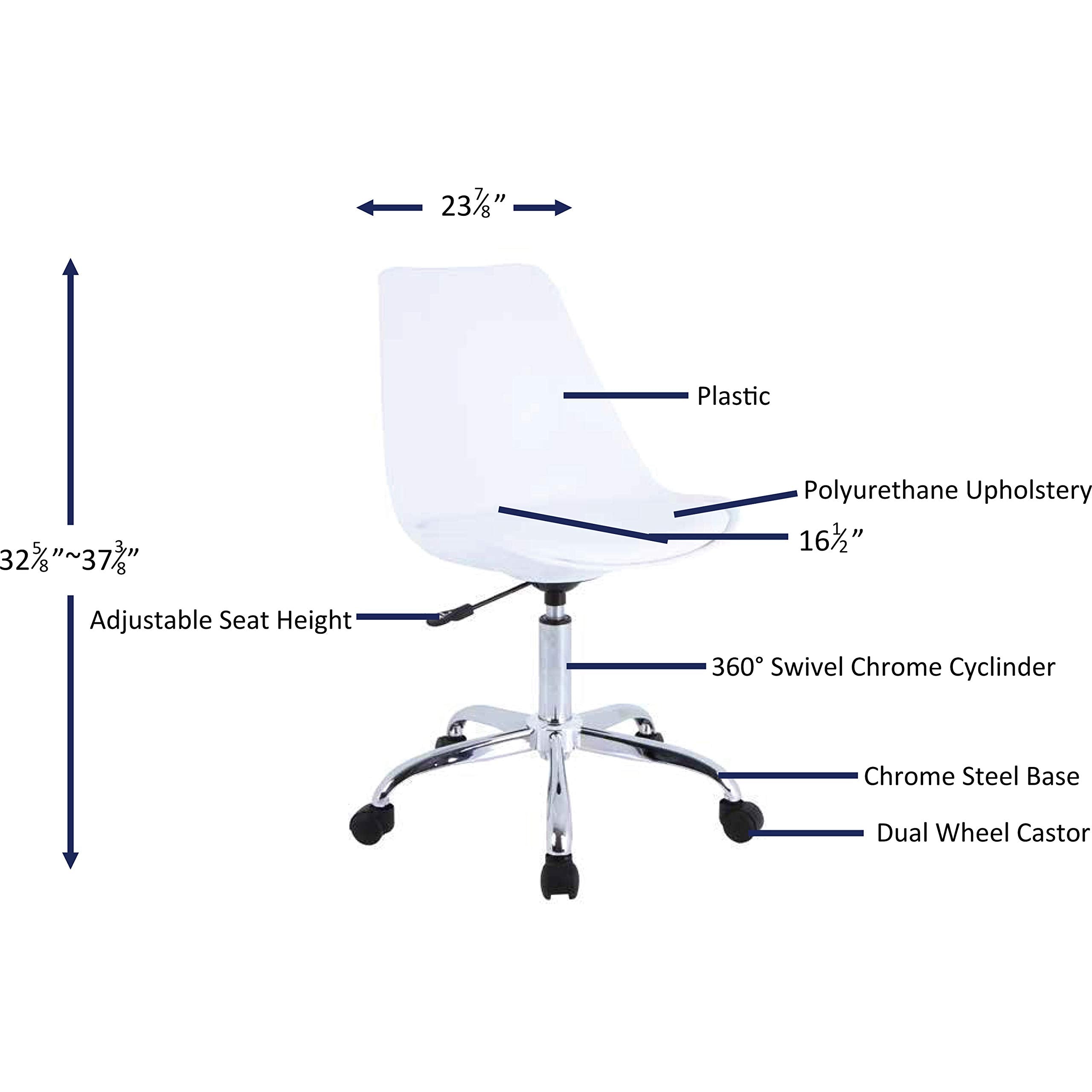 Lorell Plastic Shell Task Chair, 37.4&quot; x 23.9&quot; x 16.5&quot;, White