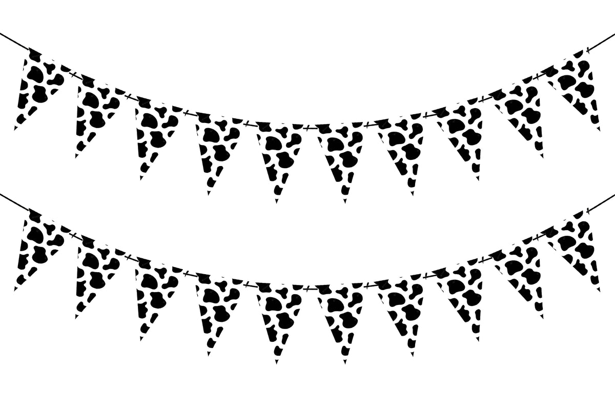 Festiko Set of 2 Pcs Cow Print Banner Flags, Cow Theme Birthday Decoration, Cow Theme Party Supplies