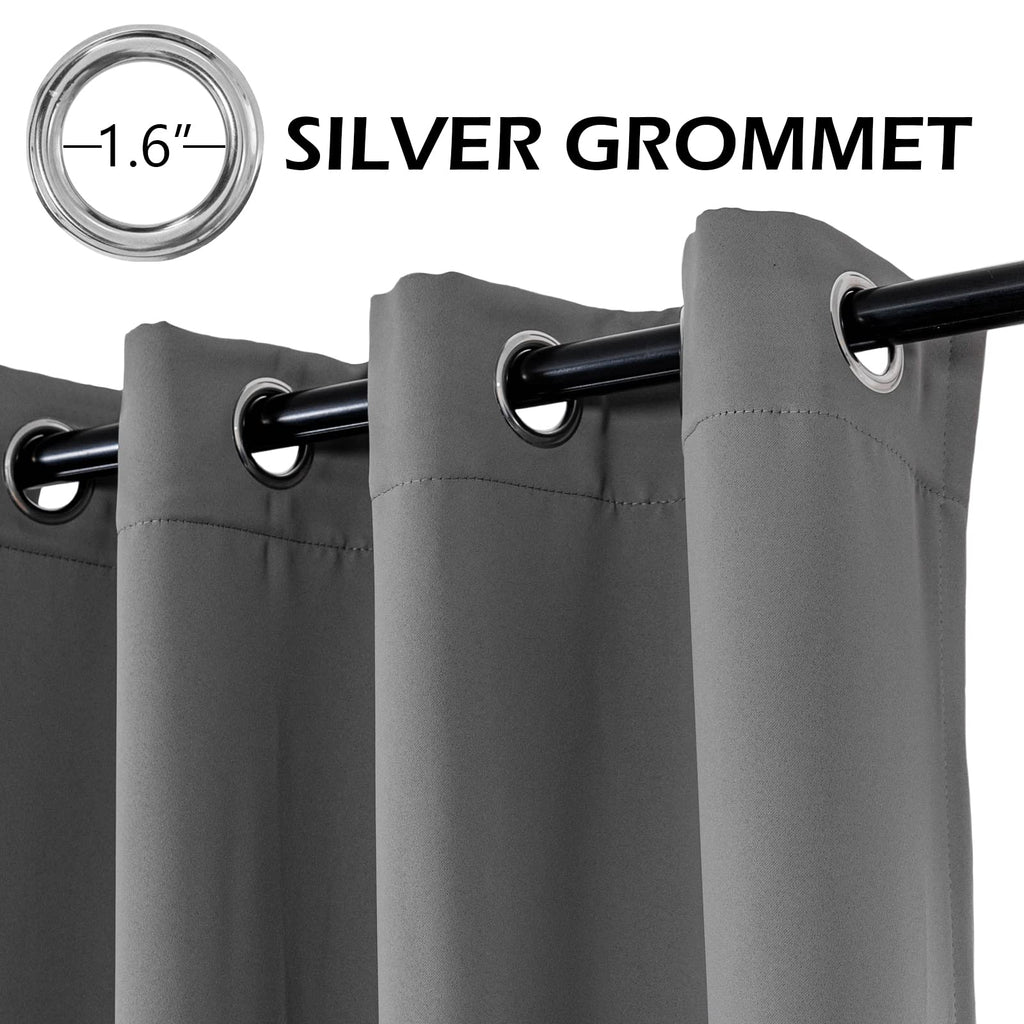 Mysky Home Blackout Curtains 95 Inches Long For Living Room Grey Curtains For Bedroom Gray Thermal Insulated Curtains Room Darke