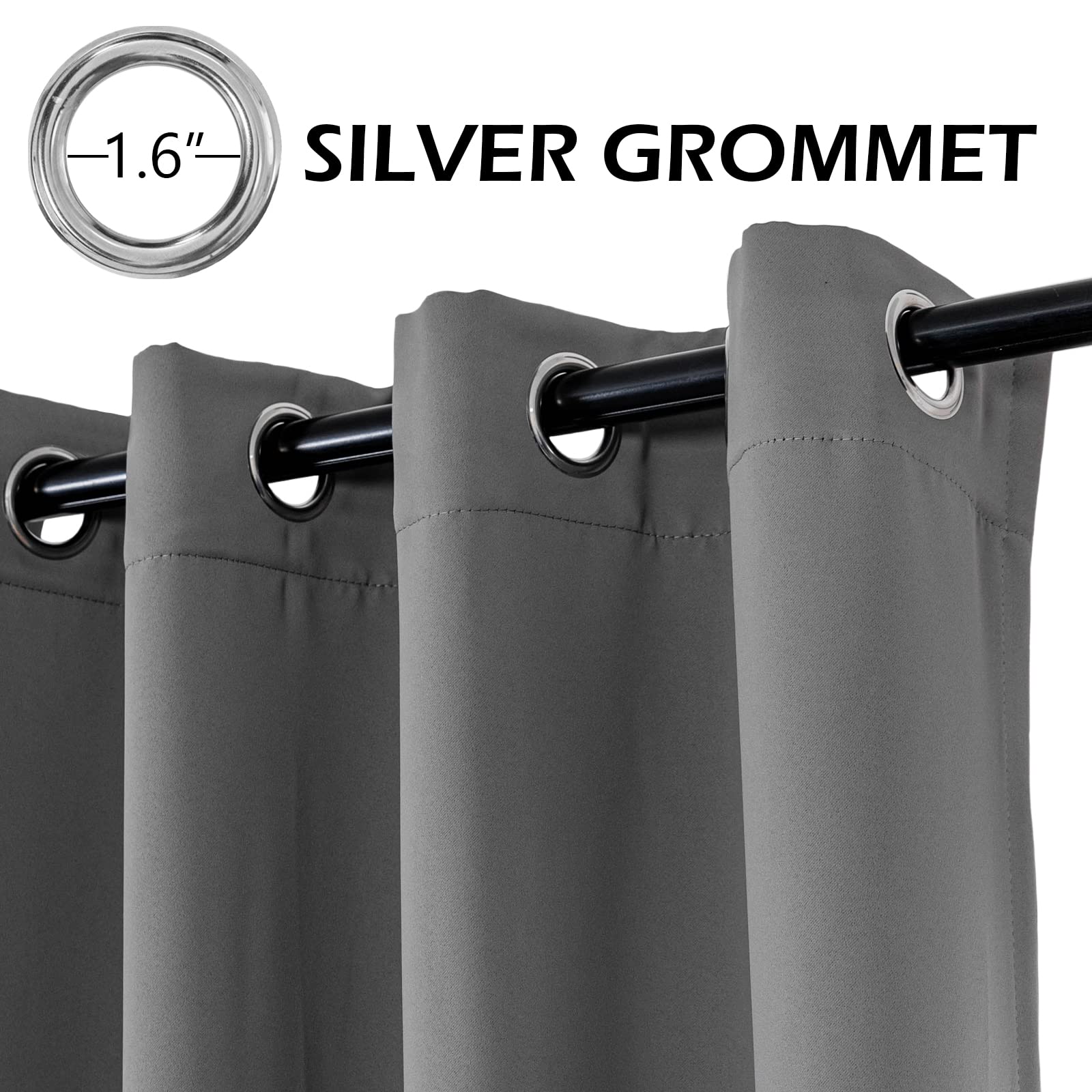Mysky Home Blackout Curtains 95 Inches Long For Living Room Grey Curtains For Bedroom Gray Thermal Insulated Curtains Room Darke