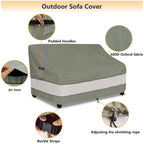 Aacabo Outdoor Sofa Cover,Patio Loveseat Cover,3-Seater Bench Cover,Waterproof Heavy Duty Patio Furniture Covers,85'W X 38'D X 35'H Inches Grey Green