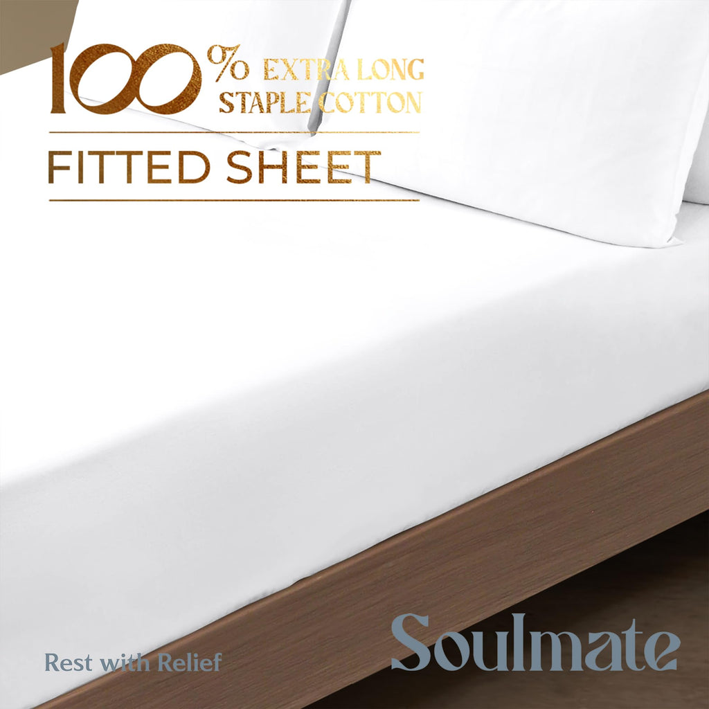 Mayfair Linen King Size Fitted Sheet Only - 100% Cotton 500 Thread Count Deep Pocket White King Fitted Sheet, 100% Cotton Fitted