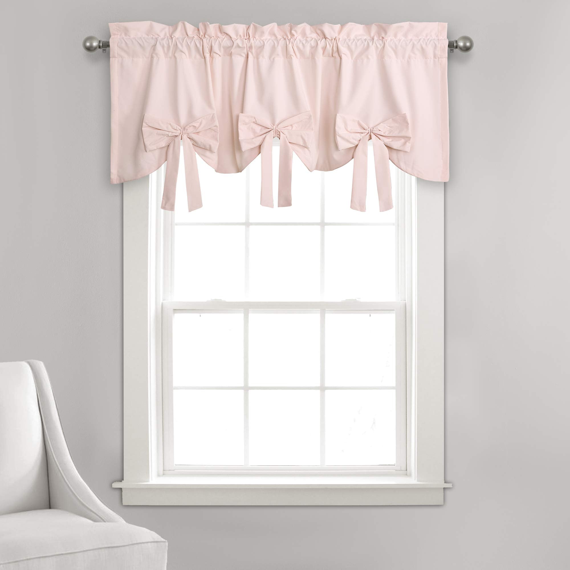 Lush Decor Melody Bow Window Curtain Valance, 18 x 52 + 2 Header, White