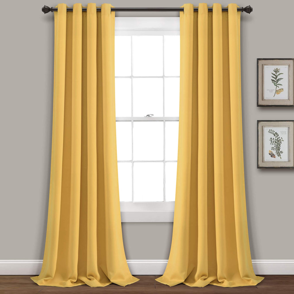 Lush Decor Insulated Grommet Blackout Window Curtain Panels, Pair, 52' W X 120' L, Yellow - Classic Modern Design - 120 Inch C