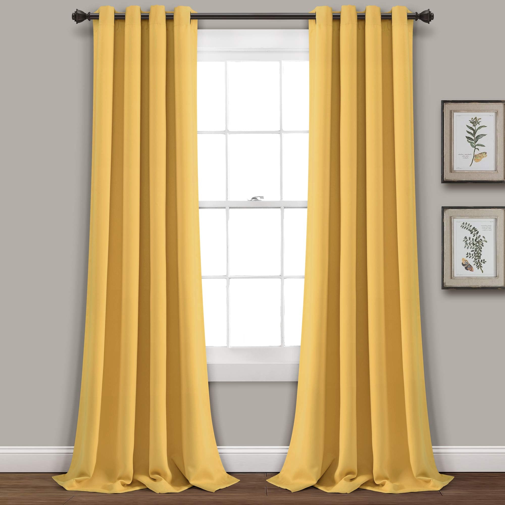 Lush Decor Insulated Grommet Blackout Window Curtain Panels, Pair, 52' W X 120' L, Yellow - Classic Modern Design - 120 Inch C