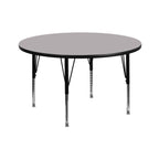 Flash Furniture Wren 42'' Round Grey Thermal Laminate Activity Table - Height Adjustable Short Legs