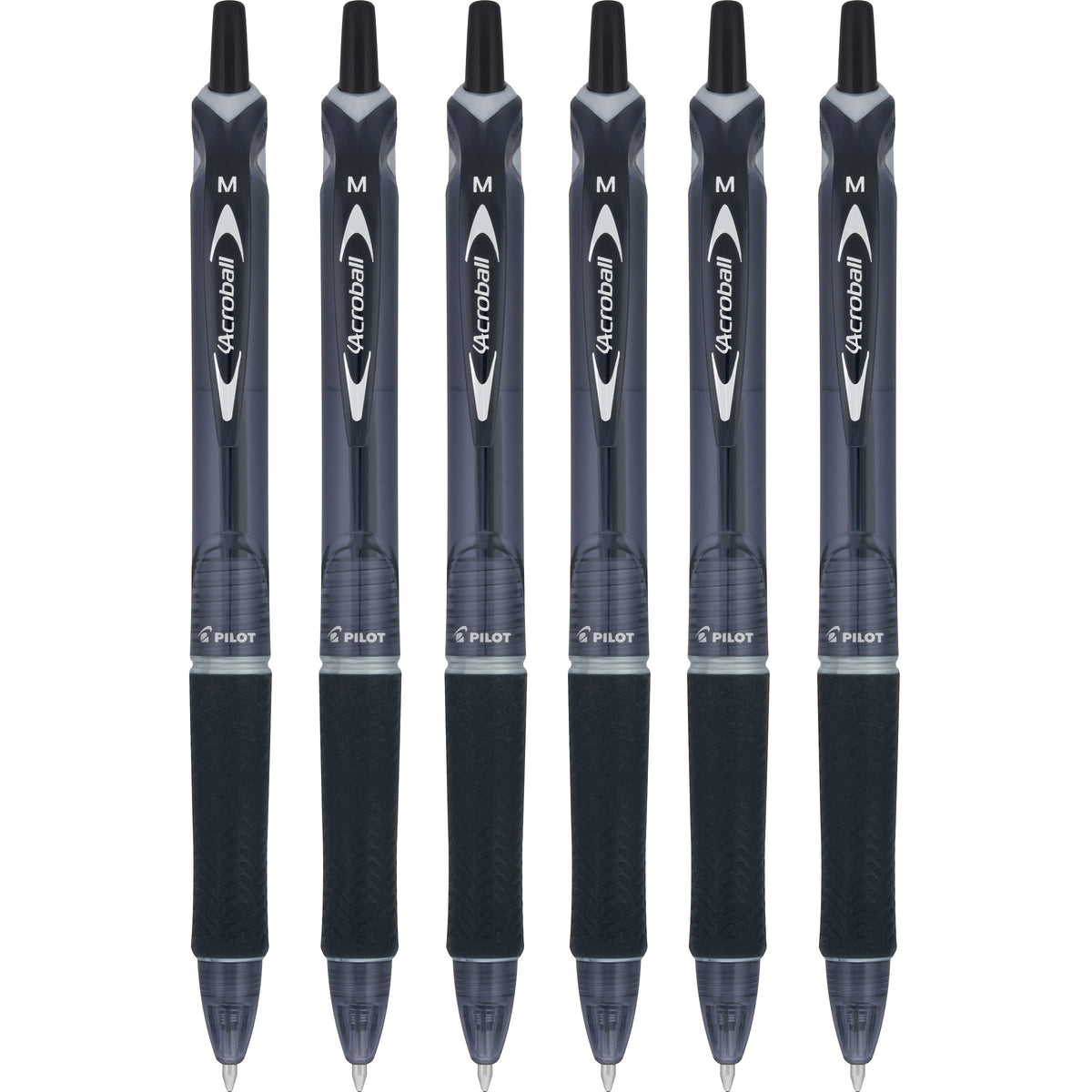 Pilot Acroball Colors Advanced Ink Refillable & Retractable Ball Point Pens, Medium Point, Black Ink, 6 Pack