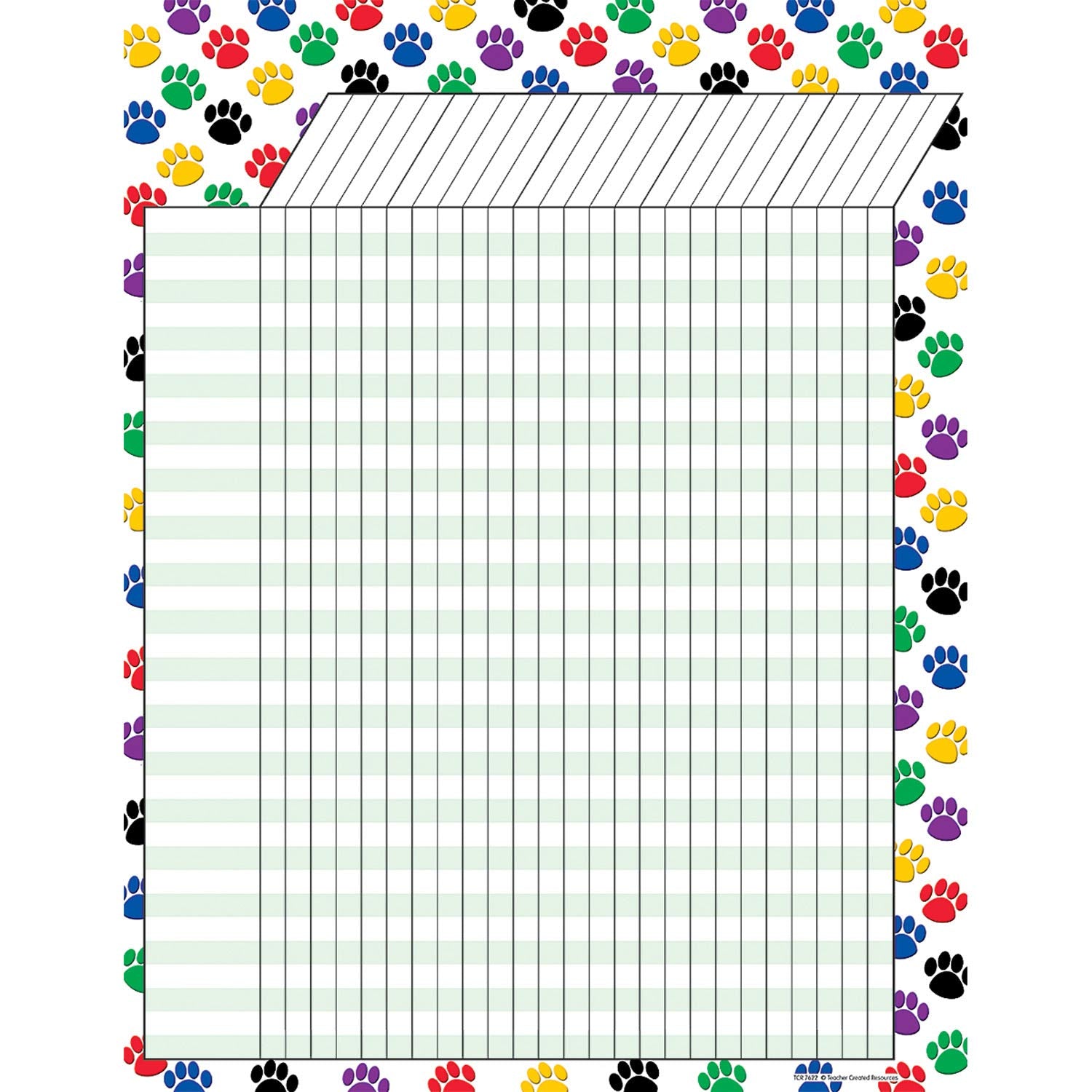 Teacher Created Resources Colorful Paw Prints Incentive Chart (7622)