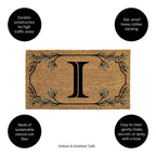 Evergreen Monogram Coir Doormat | Letter I | Front Door Mat For Outdoor Indoor Entrance | 28X16 Inches | Non-Slip Backing Doorwa