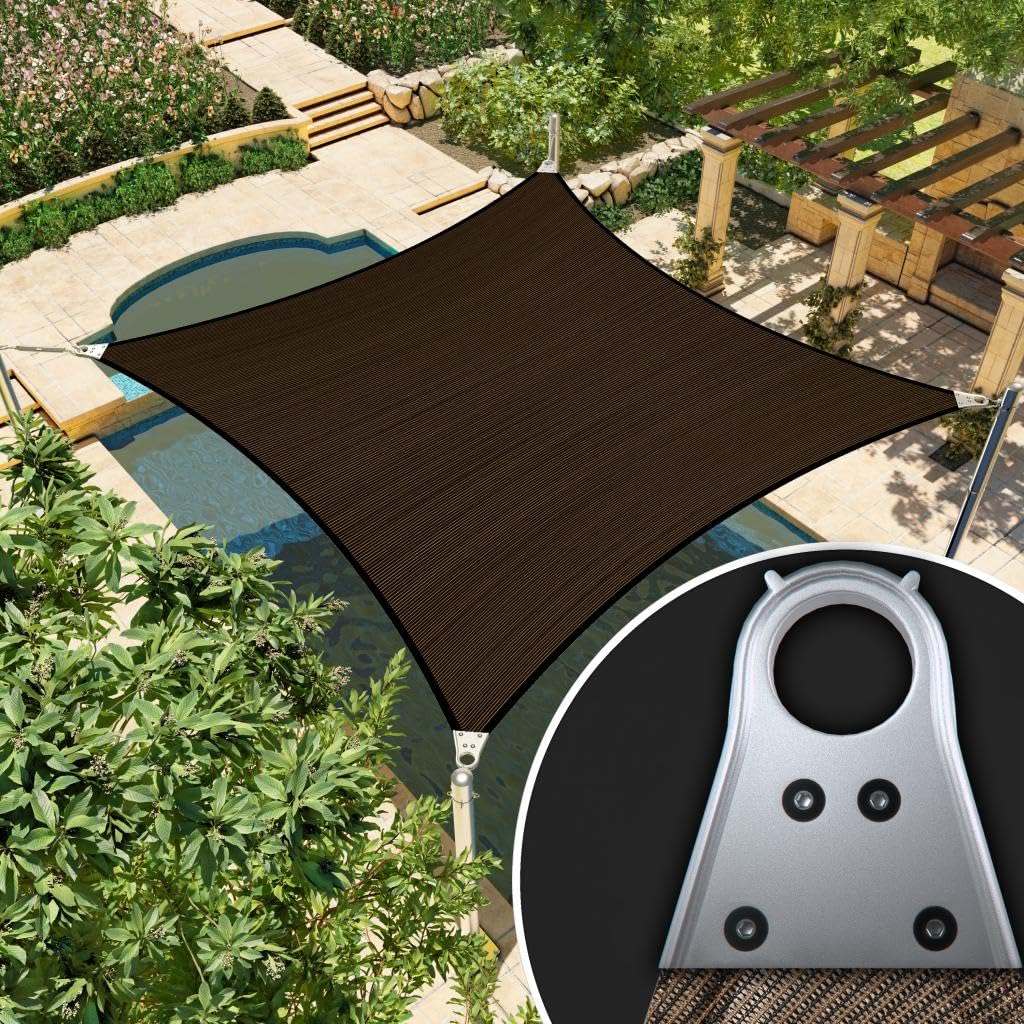 Amgo 7' X 26' Brown Rectangle/Square Super Ring Sun Shade Sail Order To Make Upf50+ Agsrr Canopy Awning Shades For Patio, 98% Uv