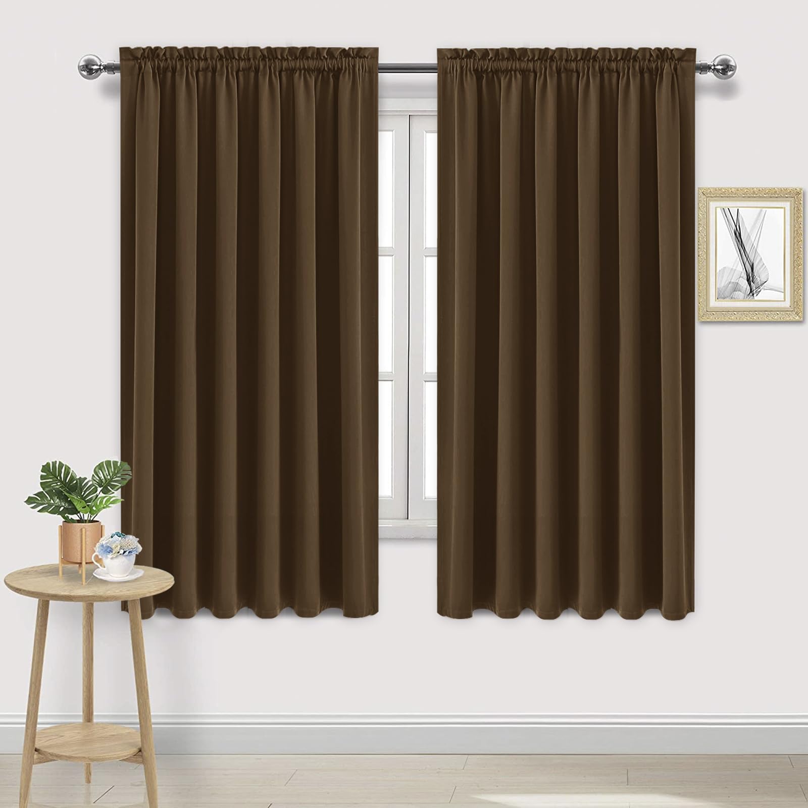 Dwcn Blackout Curtains For Living Room Thermal Insulated, Energy Saving & Noise Reducing Bedroom Curtains, Brown, W 70X L 72 Inc