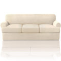 Princedeco T Cushion Sofa Slipcover 4 Pieces Sofa Covers For T Cushion Sofa Soft Couch Cover Sofa Slip Covers Furniture Covers With 3 Individual T Cushion Shape Seat Covers Machine Washable, Natural