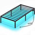 Rolanstar Bed Frame With Usb Charging Station, Twin Bed Frame With Led Lights, Platform Bed Frame With Heavy Duty Steel Slats, 14' Storage Space Beneath Bed