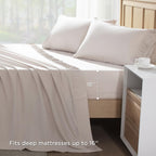 Andency Queen Sheet Set 4 Pieces, Oatmeal Super Soft Sheets For Queen Size Bed, Microfiber Queen Sheet Set, Deep Pocket Up To 16', Hotel Luxury Breathable & Cooling Bedding Sheets & Pillowcases