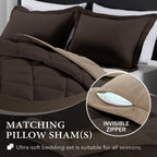 Downluxe Full Size Comforter Set - Brown And Tan Full Comforter - Soft Bedding Sets For All Seasons -3- Piece Comforter Set Full With 2 Reversible Pillow Shams