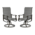 Udpatio Patio Swivel Dining Chairs Set Of 2, Outdoor Dining Chairs High Back With All Weather Breathable Textilene, Metal Rocking Frame For Lawn Garden Backyard, Dark Gray