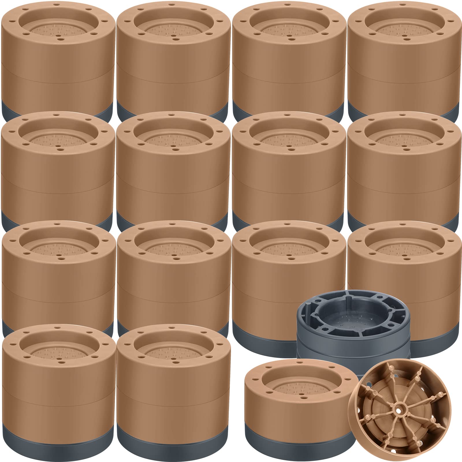 Treela Set Of 16 Round Bed Risers Heavy Duty Furniture Risers Lifts Height 1.57 Inch 2.36 Inch For Desk Legs Bed Table For Chair