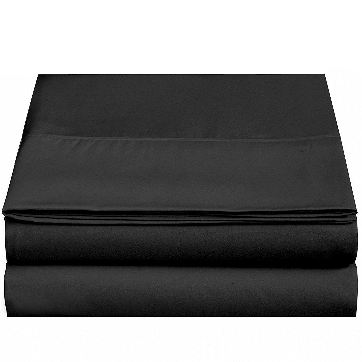4U'Life Single Flat Bed Sheet, Ultra Soft & Comfortable Double Burshed Micrifiber(Black,King)