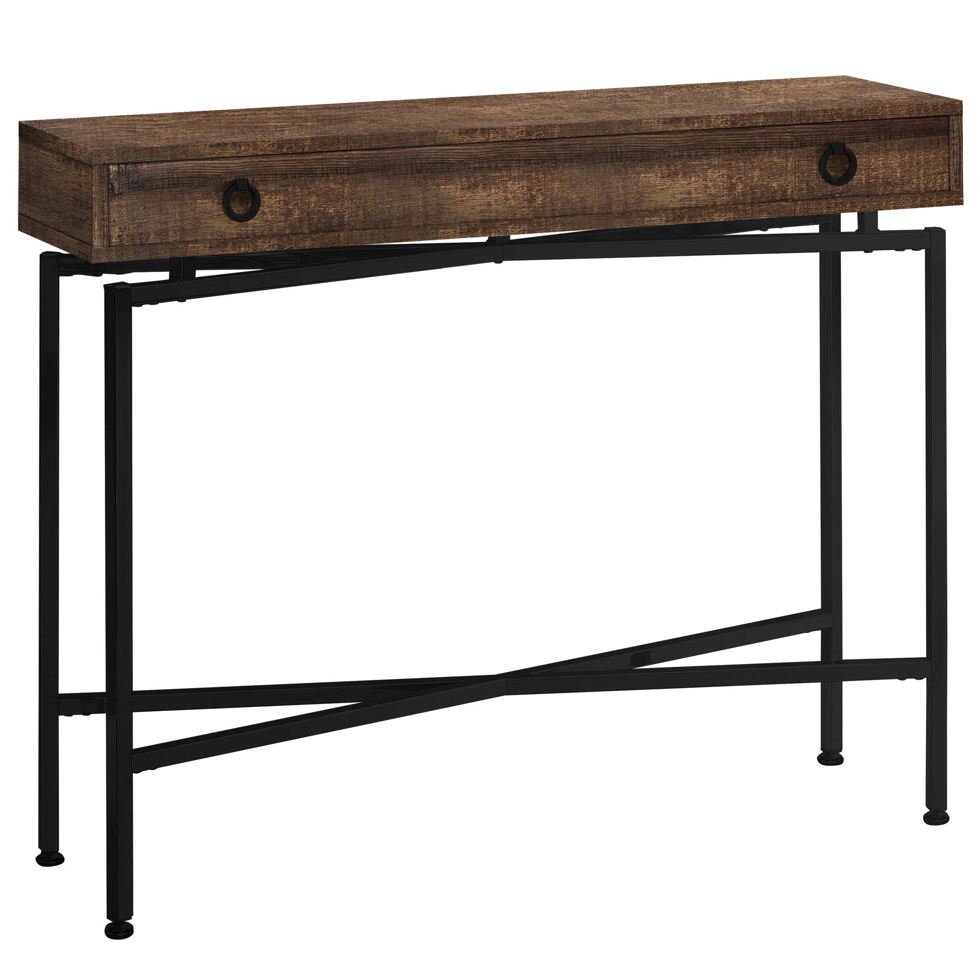 Monarch Specialties Console Sofa Accent Table, 42&quot; L, Brown Reclaimed Wood-Look/Black Base