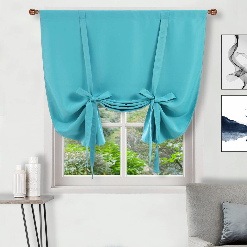 DWCN Tie Up Curtain-Thermal Insulated Room Darkening Blackout Curtains for Livingroom, Bedroom and Dining Room, Turquoise, W42 X