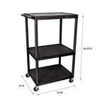 LUXOR LP54E-B 54"H AV Cart - 3 Large Shelves Electric