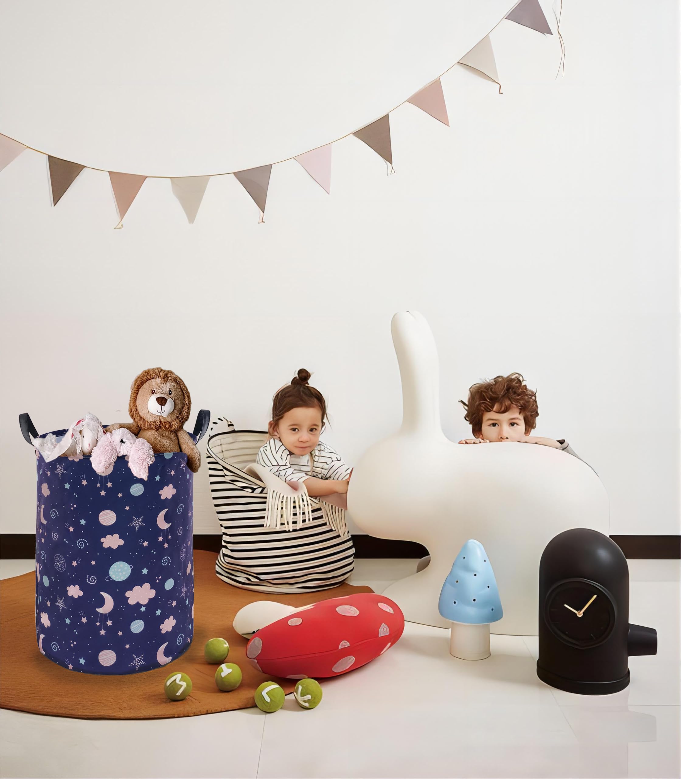 Large Kids Hamper Laundry Basket Canvas Baby Nursery Bins Toys Gift Storage Box Waterproof Clothing Organizer Home,Office,Home D