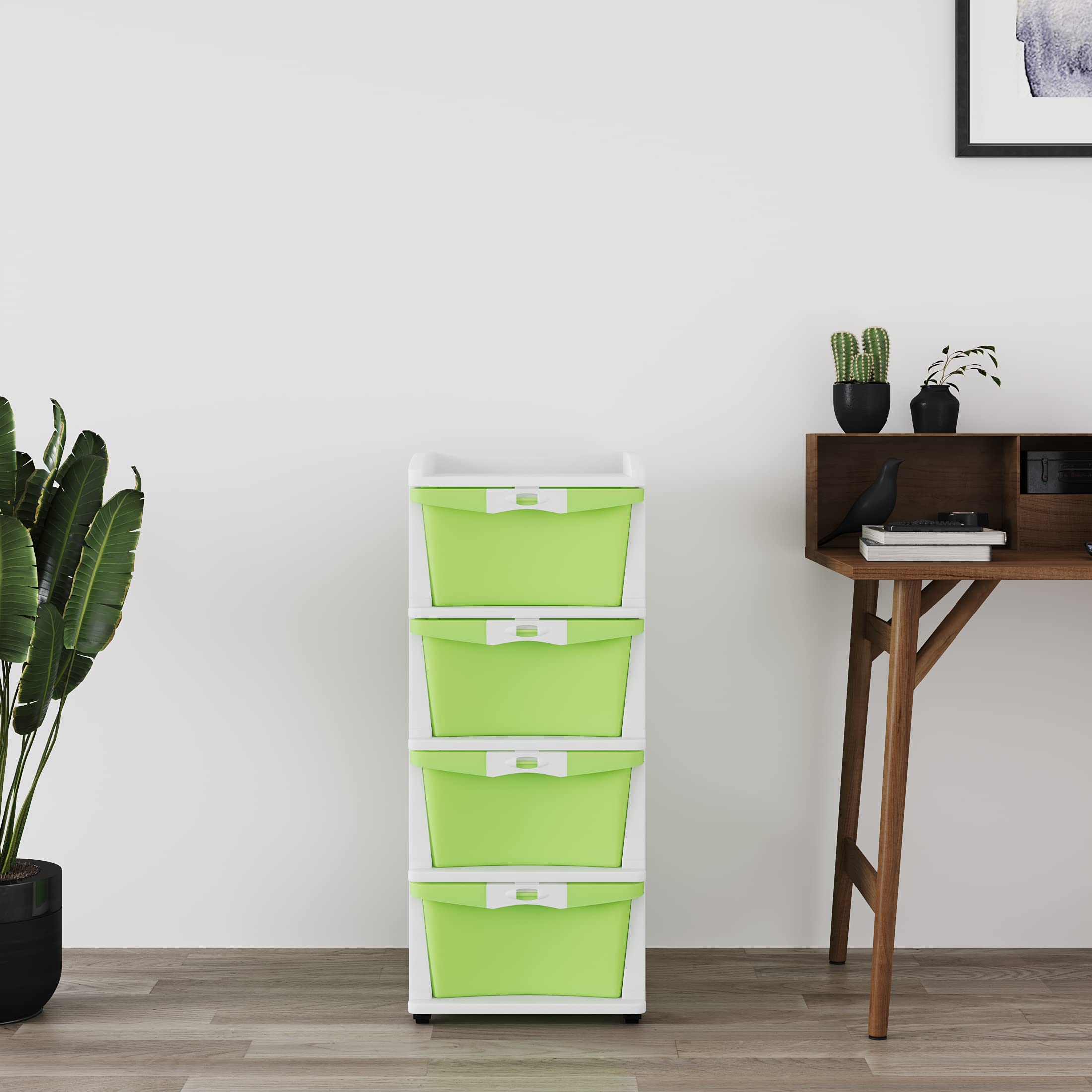Nilkamal Chests Of 4 Drawers Chtr24Nt |MultiPurpose Storage Organizer For Kids, School,And Home |Easy Assembly|Cream And Pastel