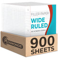 Rosmonde Loose Leaf Paper, 900 Sheets, 6 Pack, Wide Ruled, 8' X 10.5', 56 Gsm Bulk Office Filler Sheets, 3 Hole Punched, 150 S