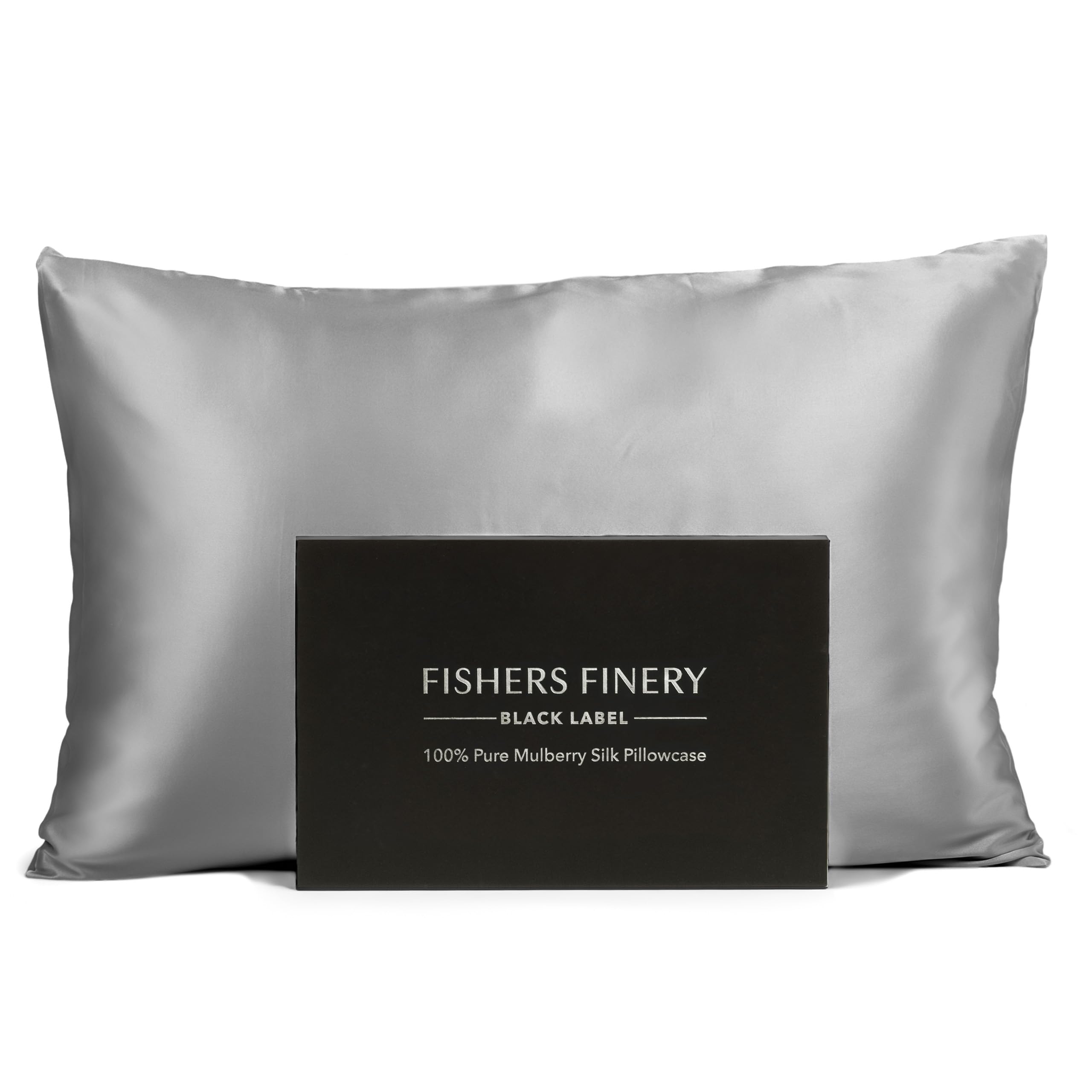 Fishers Finery 30Mm 100% Pure Mulberry Silk Pillowcase, Good Housekeeping Quality Tested (Silver, Standard)