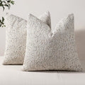 Dezene Striped Throw Pillow Covers 18X18 Set Of 2 Cream Grey Textured Boucle Chic Morden Boho Accent Farmhouse Square Decorative