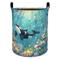 Cute Orca Whale Laundry Basket Hamper for Boys Girls Kids Adults, Foldable Waterproof Oxford Clothes Storage Bin, Killer Whale C