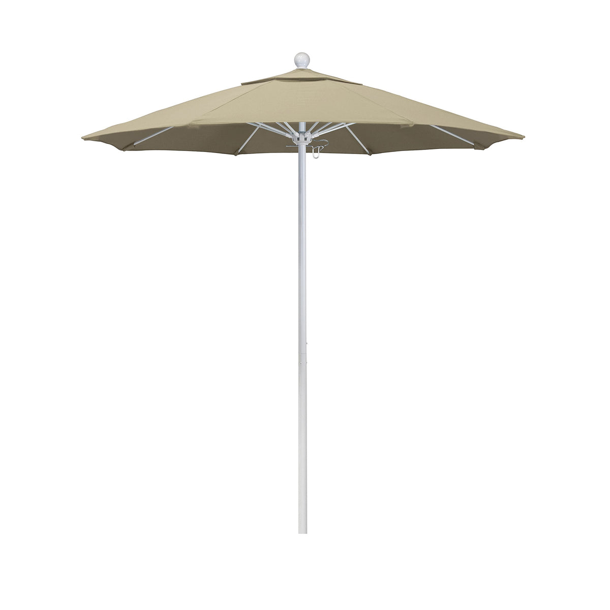 California Umbrella 7.5' Round Aluminum/Fiberglass Umbrella, Push Open, White Pole, Pacifica Purple Fabric
