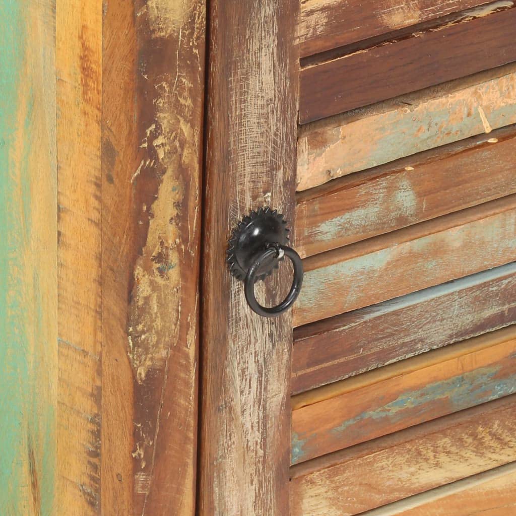 vidaXL Solid Reclaimed Wood Highboard, Vintage Charm, Ample Storage Space, Safety Ensured, Unique Grains, Multicolored - 17.7" x 12.6" x 43.3"