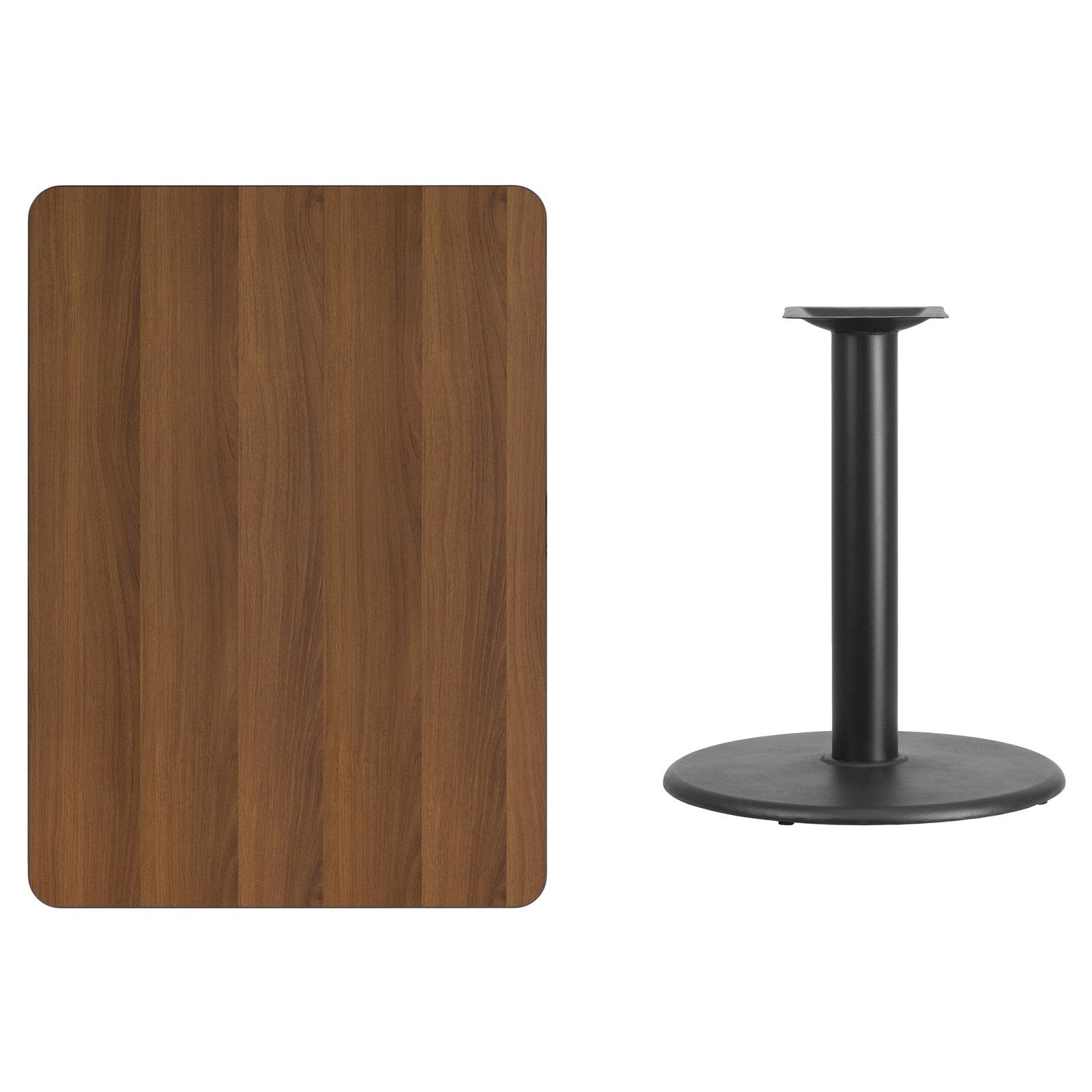 Flash Furniture 30'' X 42'' Rectangular Black Laminate Table Top With 24'' Round Table Height Base