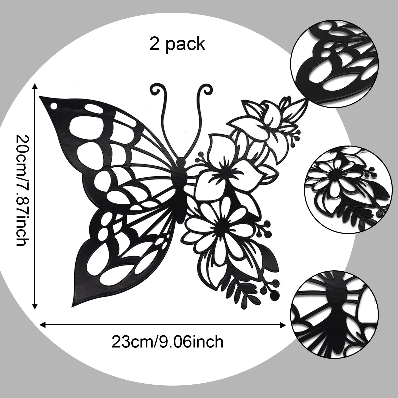 Ez4Ence 2Pcs Butterfly Decoration Wall Art Boho Wall Home Decor Hanging Appearance Wall Decor Metal Hanging Butterfly Decor Flow