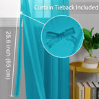Hiasan Sheer Curtains For Living Room With Tieback, Airy Breathable Voile Textured Drapes Light Filtering Grommet Window Curtains For Bedroom, Kids' Room, Turquoise, W52 X L90, Set Of 2 Soft Panels