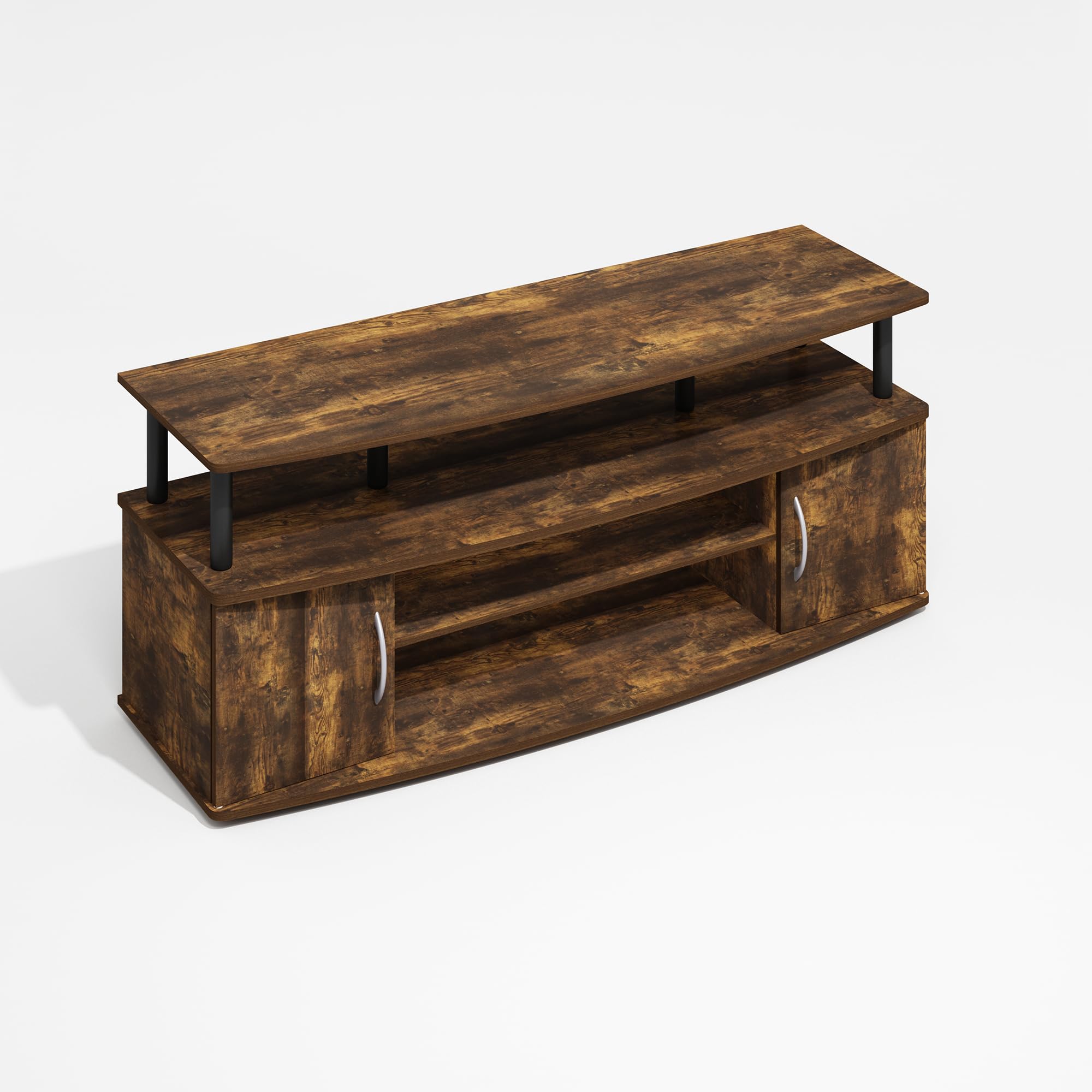 Furinno Jaya Large Entertainment Center Hold up to 55-in TV, Amber Oak/Black