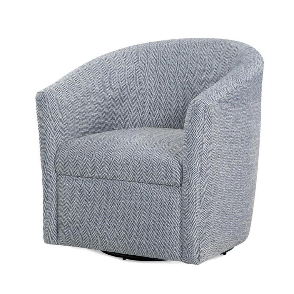 Comfort Pointe Lynton Transitional Polyester Fabric Swivel Accent Chair with Wood Frame & Seat Cushion, 360 Degree Swivel Base, No Assembly Required, in Indigo Blue Finish
