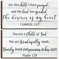 Yookeer 2 Pcs Wood Nursery Wall Decor for Girls Boys Baby Girl Room Decor Nursery Christian Wall Art This Child I Have Prayed Bi
