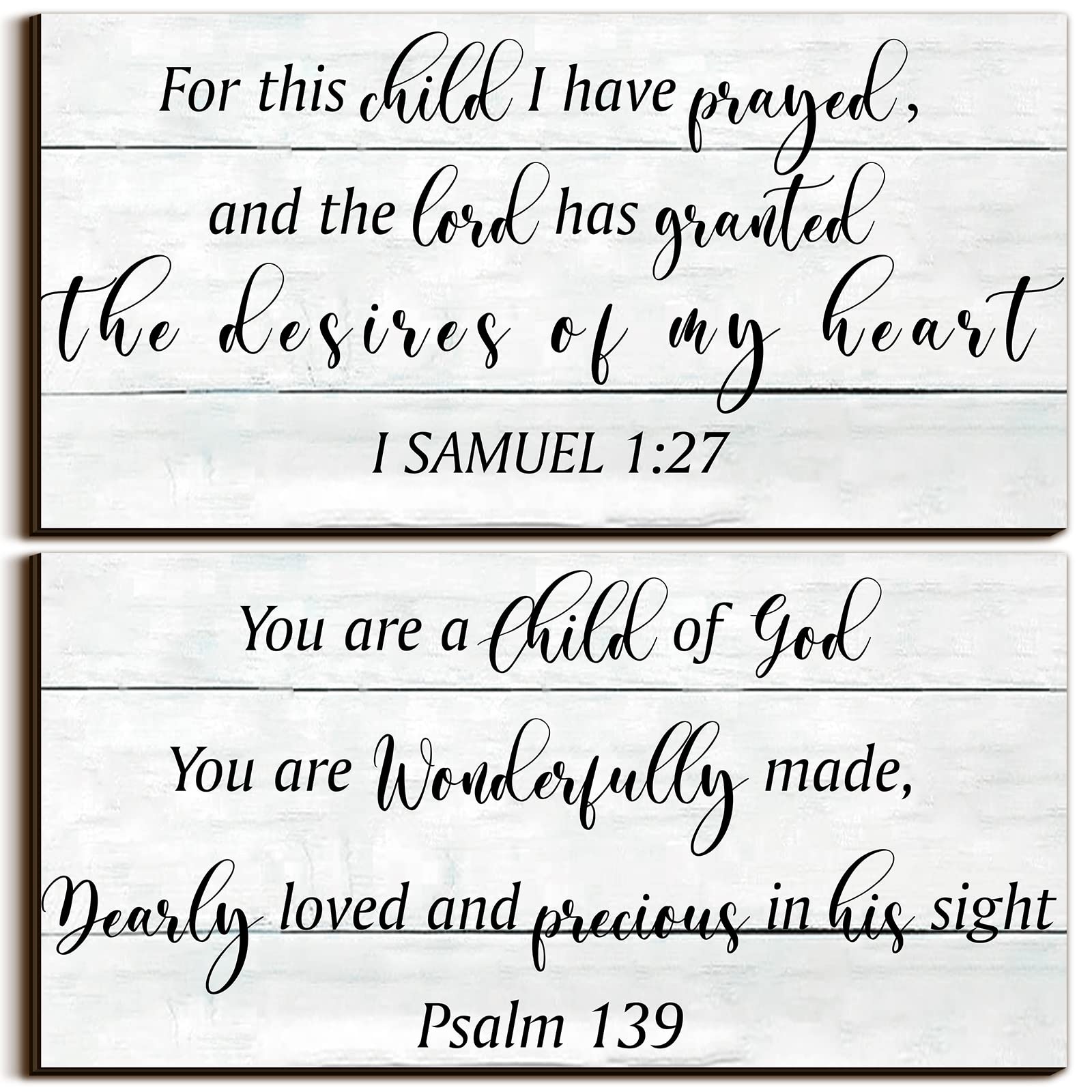 Yookeer 2 Pcs Wood Nursery Wall Decor for Girls Boys Baby Girl Room Decor Nursery Christian Wall Art This Child I Have Prayed Bi