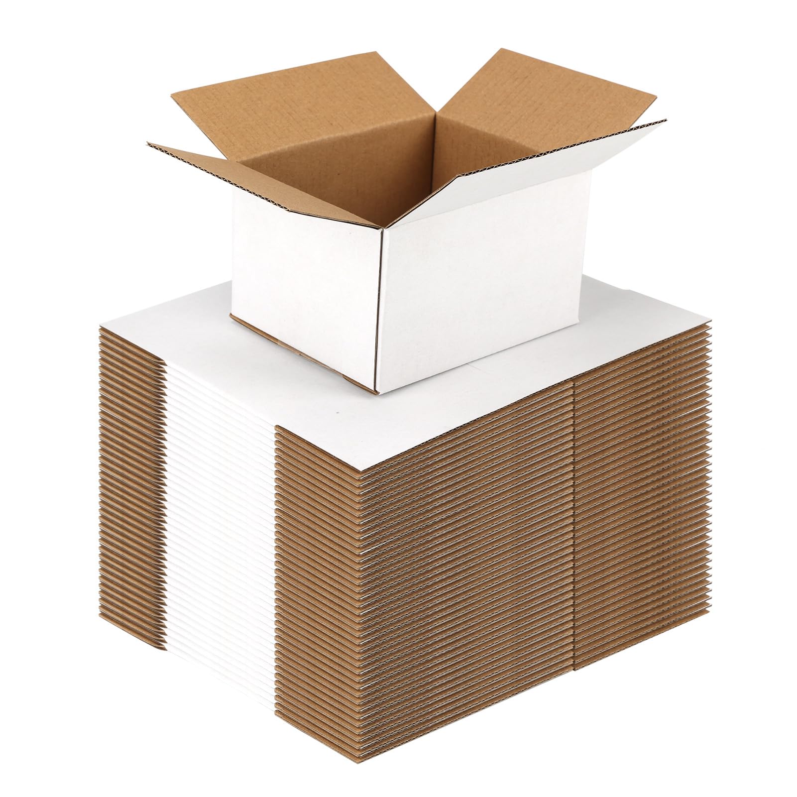Spepla Shipping Boxes 5X4X3 Set Of 40, White Corrugated Cardboard Box For Mailing Business Packaging