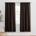PONY DANCE Bedroom Blackout Curtains - 42 W x 72 L, Brown Window Draperies Thermal Insulated Back Tab/Rod Pocket Curtain Panels/