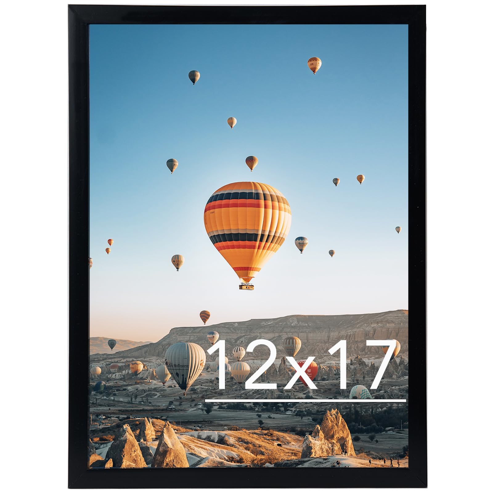 JCJMY 12x17 Picture Frame Black for Wall Hanging, Wall Mounting Horizontally or Vertically, 12 x 17 Wall Gallery Poster Photo Fr