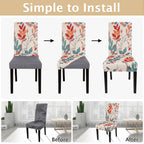 Searchi Printed Dining Room Chair Covers Set Of 4, Stretch Kitchen Chair Covers Washable Parsons Chair Slipcover Removable Dining Chair Protectors For Hotel,Ceremony(Floral Pattern1)