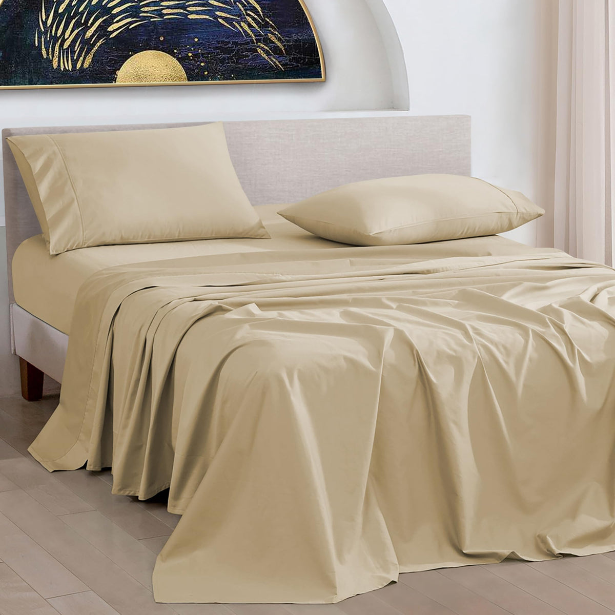 URBANHUT 1000 Thread Count King Size Egyptian Cotton Sheets, Long Staple Soft & Breathable for King Size Bedding, 4 Pc Bed Sheet